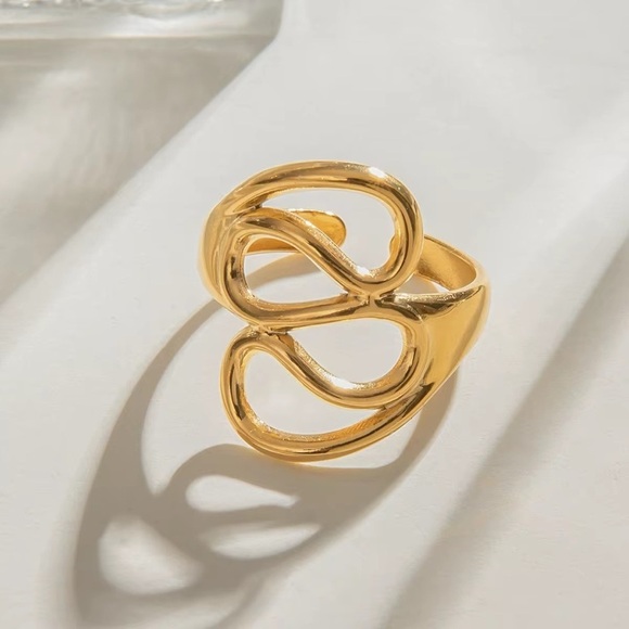 18K Gold Plated Adjustable Ring - Gold Jewelry - Picture 3 of 7